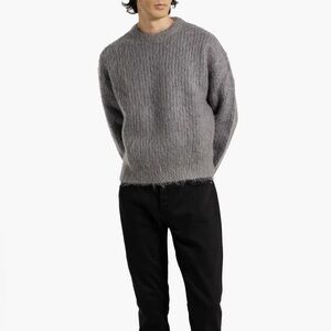 Charcoal John Elliott hairy mohair brushed Gray crewneck Sweater XL